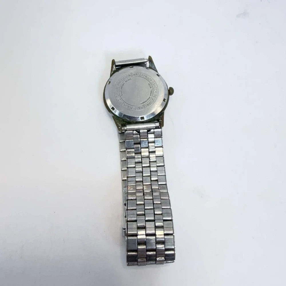 Vintage Gruen Precision Watch Mens Manual Wind Patina Dial Stainless Steel